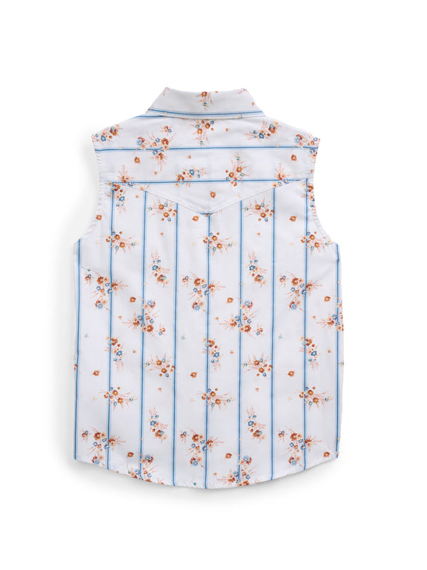 Ely Cattleman Girl's Ely Wallpaper Floral Stripe Print Sleeveless Shirt