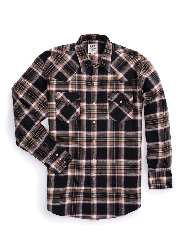 ely cattleman Men's Ely Cattleman Long Sleeve Brawny Flannel Western Snap Shirt