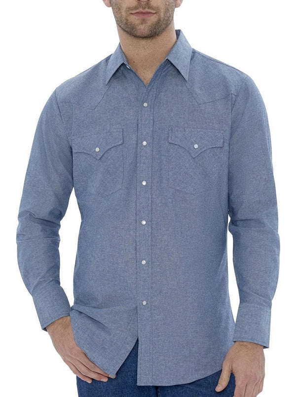 Ely Cattleman Men's Ely Cattleman Long Sleeve Chambray Western Snap Shirt