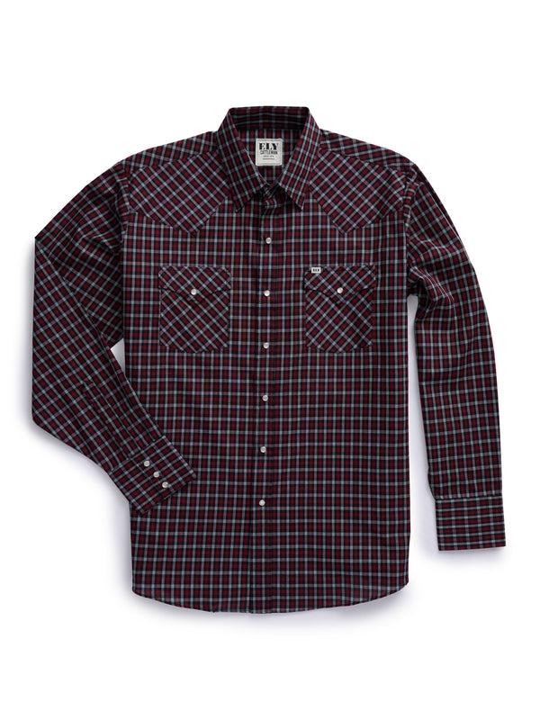 Ely Cattleman Men's Ely Cattleman Long Sleeve Classic Check Western Snap Shirt- Blue & Black