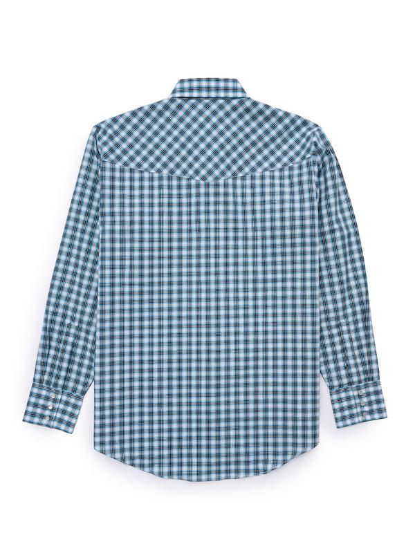 Ely Cattleman Men's Ely Cattleman Long Sleeve Classic Check Western Snap Shirt- Turquoise & Red