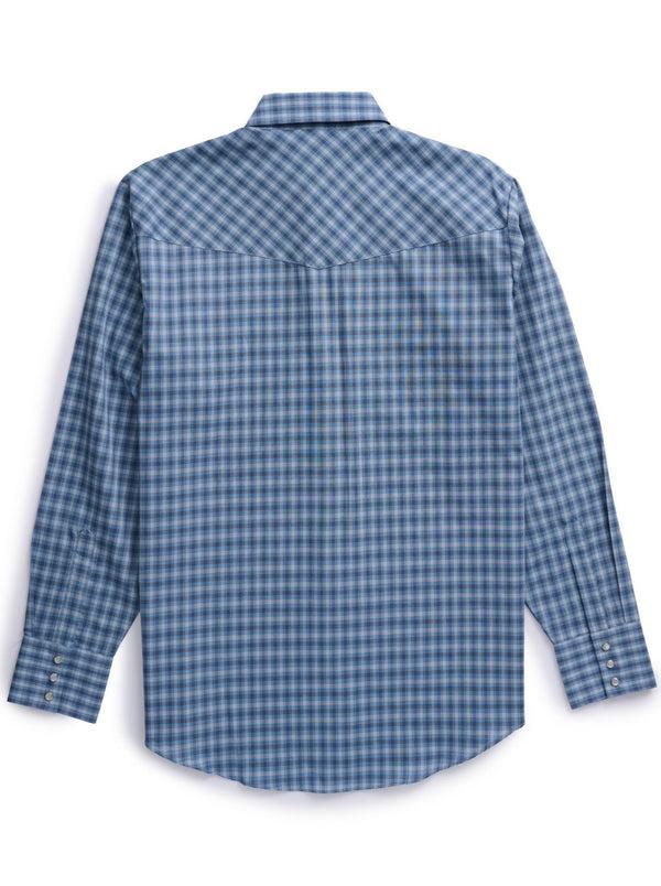 Ely Cattleman Men's Ely Cattleman Long Sleeve Classic Check Western Snap Shirt- Blue & Black
