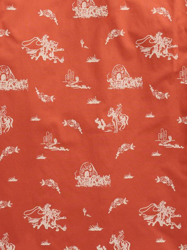 Ely Cattleman Men's Ely Cattleman Long Sleeve Cowboy Print Western Snap Shirt- Spice