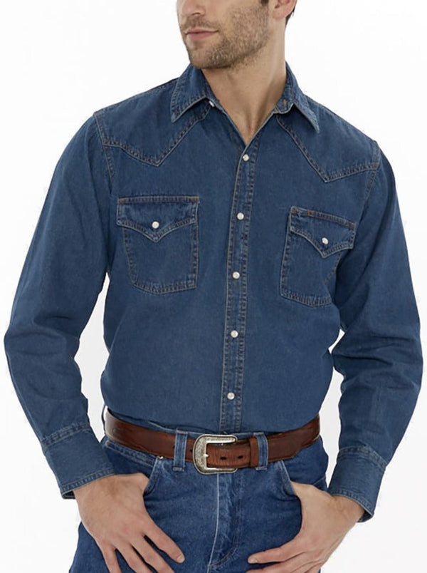 Ely Cattleman Men's Ely Cattleman Long Sleeve Denim Western Snap Shirt