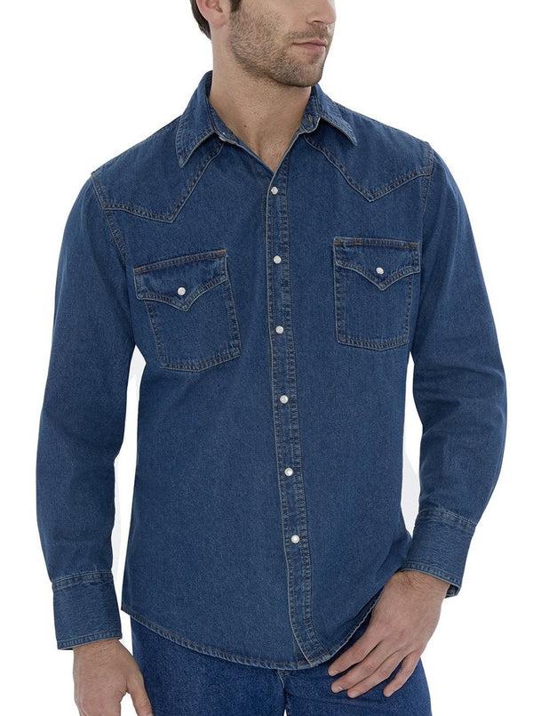 ely cattleman Men's Ely Cattleman Long Sleeve Denim Western Snap Shirt