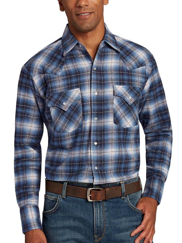 ely cattleman Men's Ely Cattleman Long Sleeve Flannel Plaid Western Snap Shirt