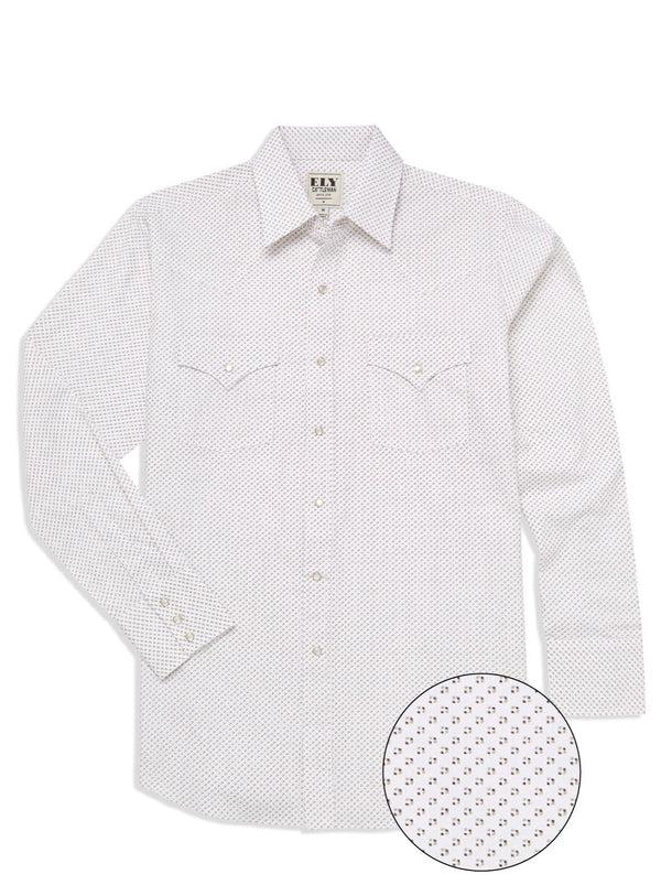 Ely Cattleman Men's Ely Cattleman Long Sleeve Geo Print Western Snap Shirt- Blue & White