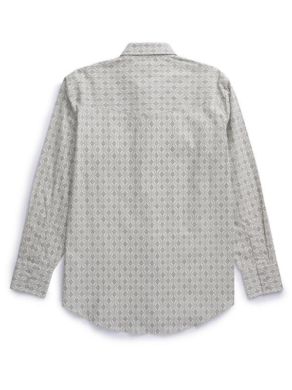 Ely Cattleman Men's Ely Cattleman Long Sleeve Medallion Print Western Snap Shirt - Ecru & Black