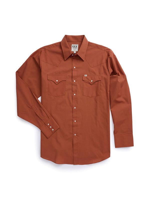 ely cattleman Men's Ely Cattleman Long Sleeve Solid Rust Western Shirt
