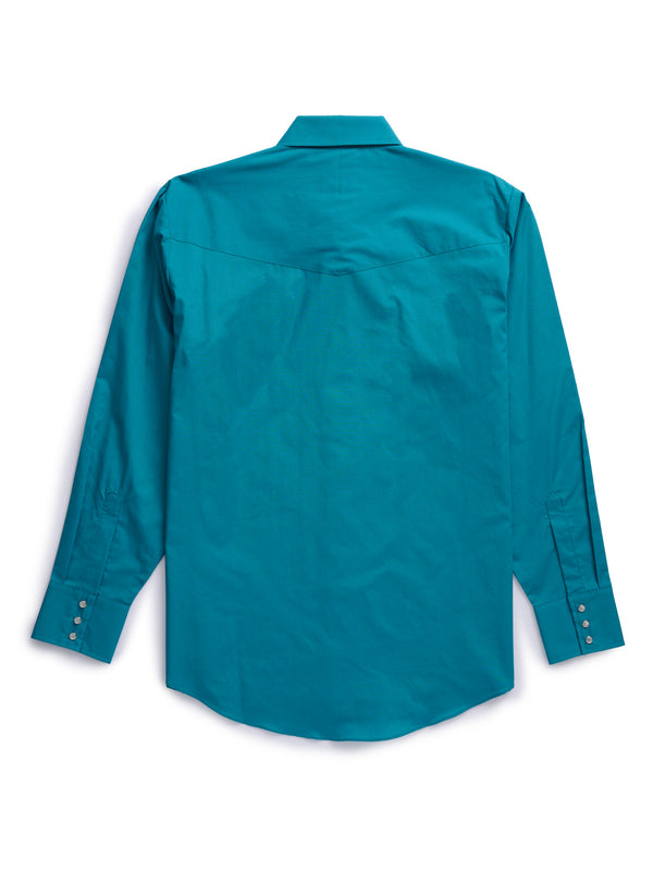 Ely Cattleman Men's Ely Cattleman Long Sleeve Solid Teal Western Shirt