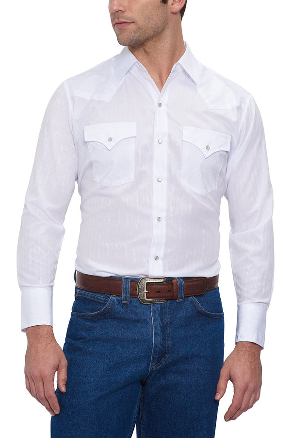 Ely Cattleman Men's Ely Cattleman Long Sleeve Solid Tone On Tone Western Snap Shirt