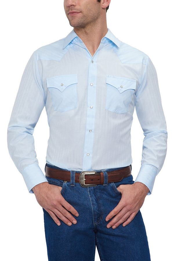 ely cattleman Men's Ely Cattleman Long Sleeve Solid Tone on Tone Western Snap Shirt