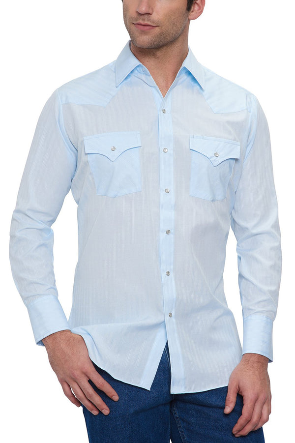 Ely Cattleman Men's Ely Cattleman Long Sleeve Solid Tone On Tone Western Snap Shirt