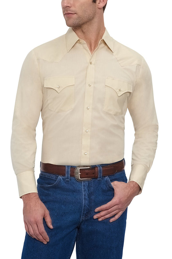 ely Cattleman Men's Ely Cattleman Long Sleeve Solid Western Snap Shirt