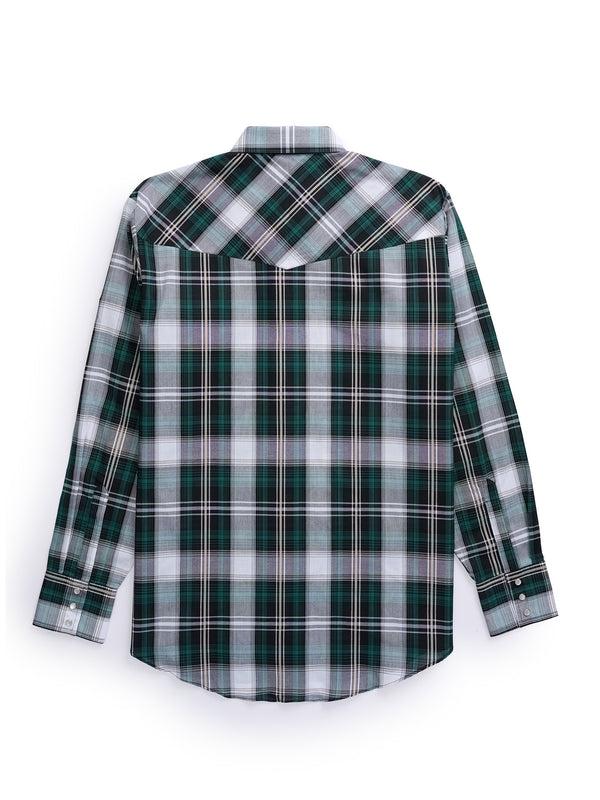 Ely Cattleman Men's Ely Cattleman Long Sleeve Textured Green Plaid Western Snap Shirt