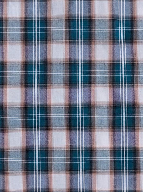 Ely Cattleman Men's Ely Cattleman Long Sleeve Textured Plaid Western Snap Shirt- Teal & Khaki