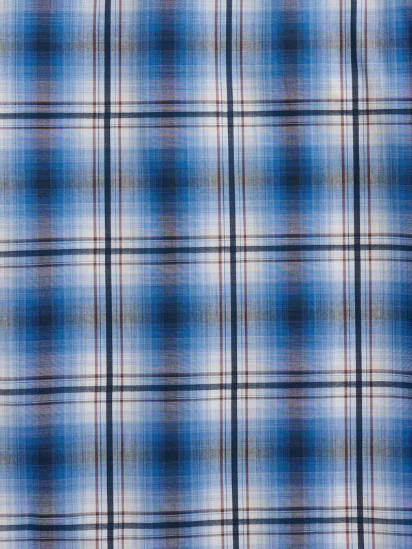 Ely Cattleman Men's Ely Cattleman Long Sleeve Textured Plaid Western Snap Shirt- Rust & Navy