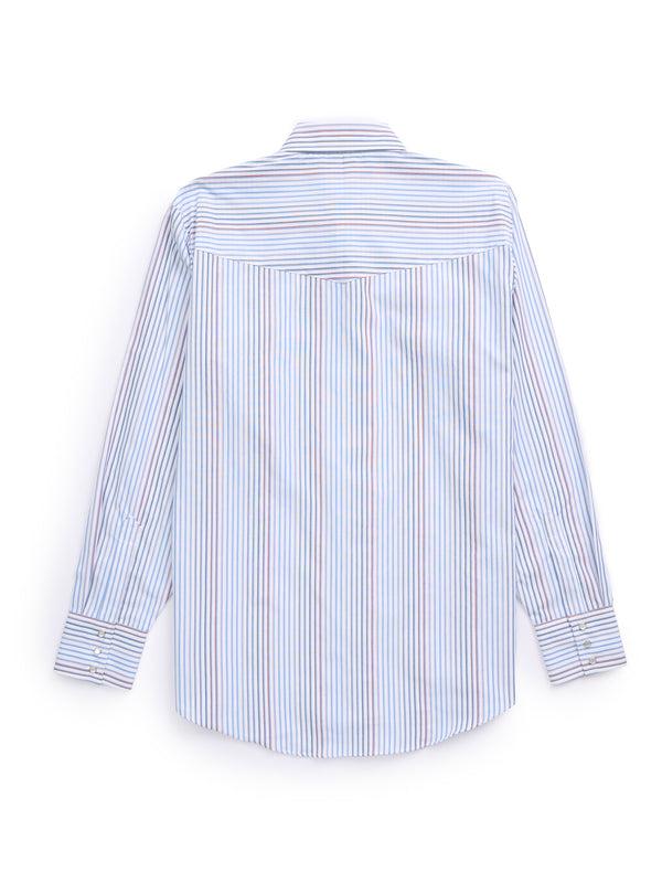 Ely Cattleman Men's Ely Cattleman Long Sleeve Textured Stripe Western Snap Shirt- White & Navy