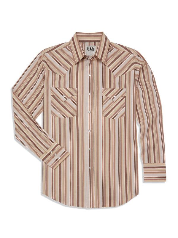 Ely Cattleman Men's Ely Cattleman Long Sleeve Textured Stripe Western Snap Shirt- Midnight & Tan