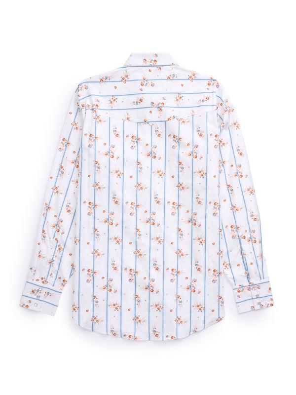 Ely Cattleman Men's Ely Cattleman Long Sleeve Wallpaper Floral Print Western Snap Shirt - White