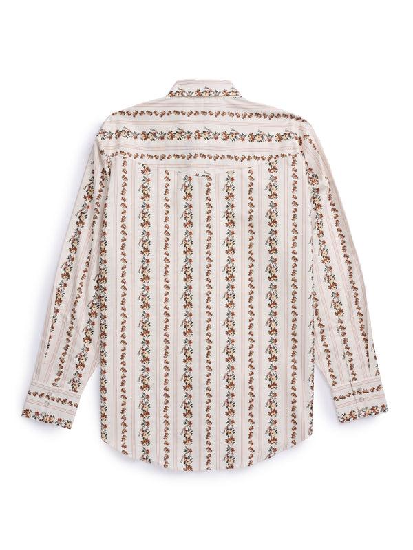 Ely Cattleman Men's Ely Cattleman Long Sleeve Wallpaper Floral Stripe Western Snap Shirt - Ecru & Black