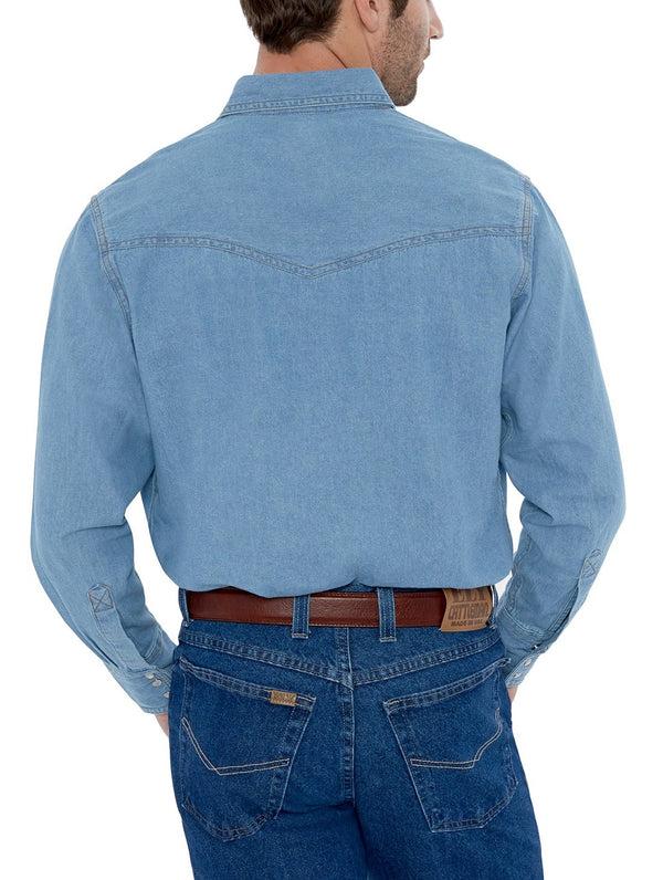 Ely Cattleman Men's Ely Cattleman Long Sleeve Washed Denim Western Snap Shirt