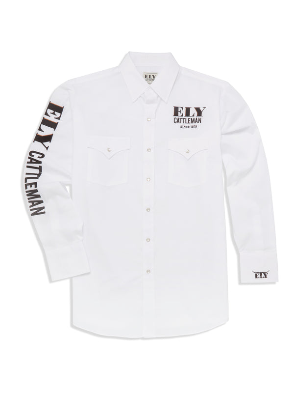 Ely Cattleman Men's Ely Cattleman Long Sleeve Western Logo Rodeo Shirt
