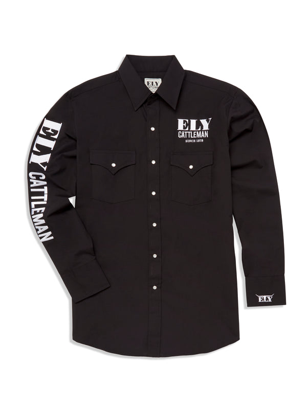 ely cattleman Men's Ely Cattleman Long Sleeve Western Logo Rodeo Shirt