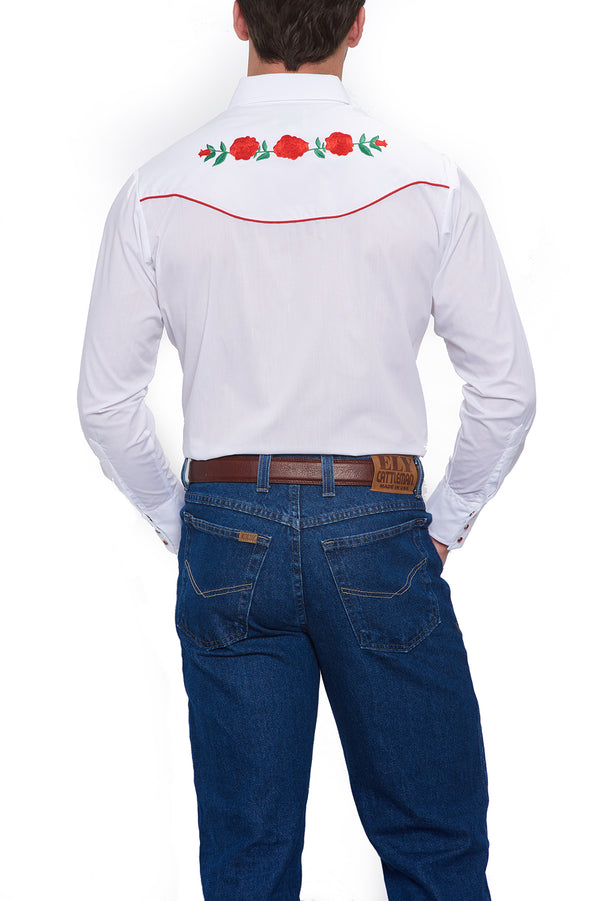 Ely Cattleman Men's Ely Cattleman Long Sleeve Western Snap Shirt With Rose Embroidery