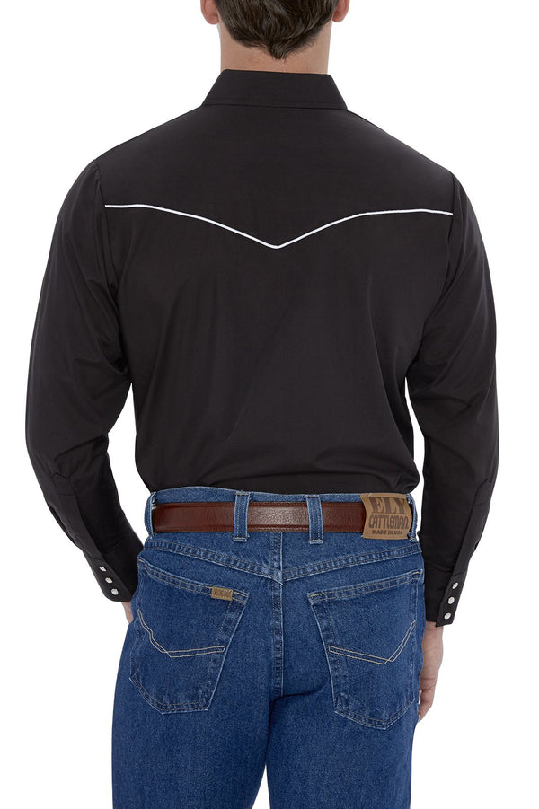 Ely Cattleman Men's Ely Cattleman Long Sleeve Western Snap Shirt With Contrast Piping