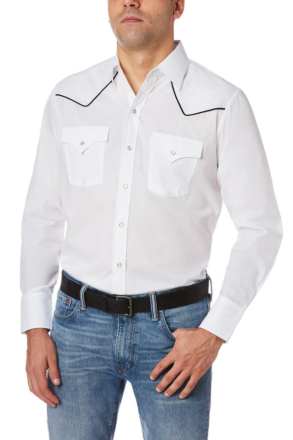 Ely Cattleman Men's Ely Cattleman Long Sleeve Western Snap Shirt With Contrast Piping