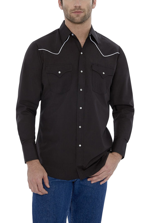 Ely Cattleman Men's Ely Cattleman Long Sleeve Western Snap Shirt With Contrast Piping