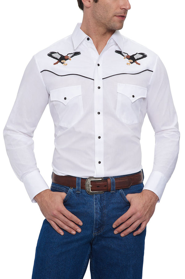 Ely Cattleman Men's Ely Cattleman Long Sleeve Western Snap Shirt With Eagle Embroidery