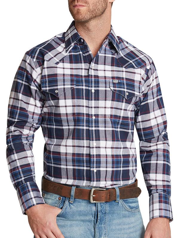 ely cattleman Men's Ely Cattleman Long Sleeve Western Wrinkle Resistant Plaid Shirt