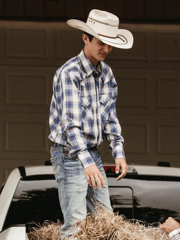 ely cattleman Men's Ely Cattleman Pro Long Sleeve Plaid Vented Western Shirt