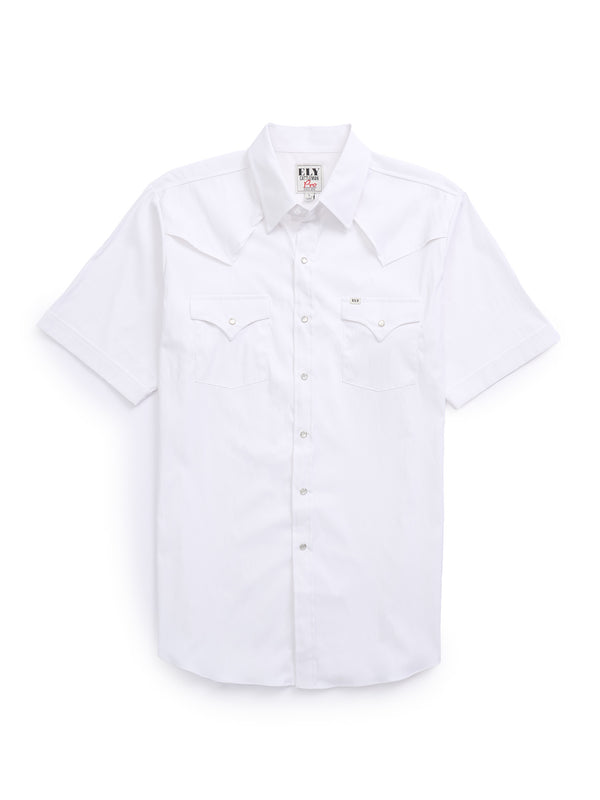 ely cattleman Men's Ely Cattleman Pro Short Sleeve Stretch Solid Vented Western Shirt