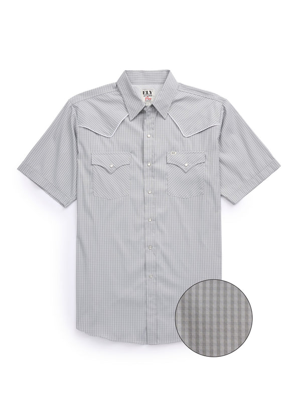 ely cattleman Men's Ely Cattleman Pro Short Sleeve Stretch Solid w/ Piping Vented Western Shirt