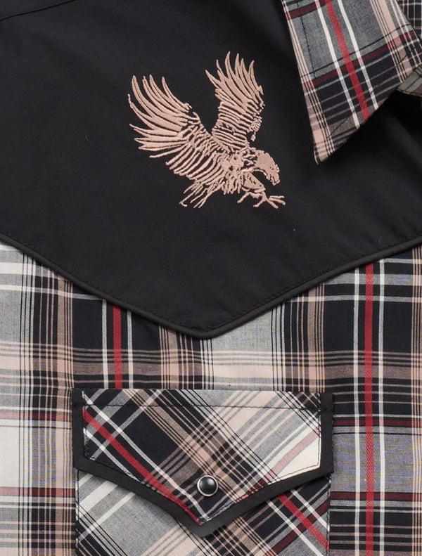 Ely Cattleman Men's Ely Cattleman Retro Plaid Western Snap Shirt With Eagle Embroidery