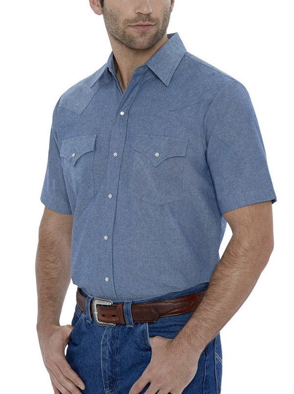 ely cattleman Men's Ely Cattleman Short Sleeve Chambray Snap Shirt