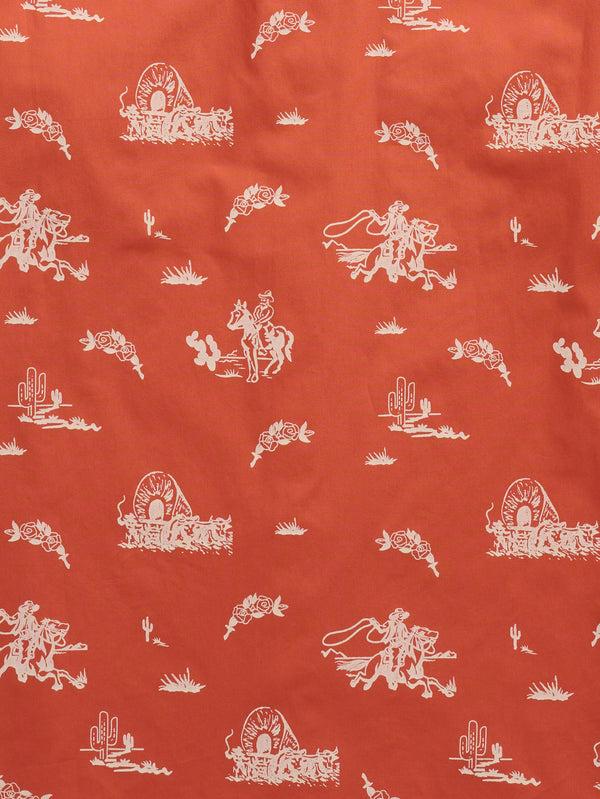 Ely Cattleman Men's Ely Cattleman Short Sleeve Cowboy Print Western Snap Shirt- Spice & Ecru