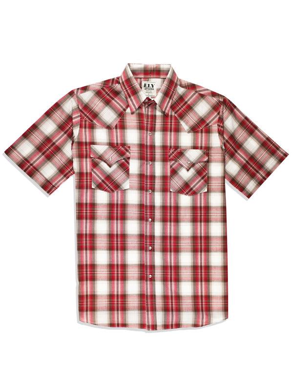 Ely Cattleman Men's Ely Cattleman Short Sleeve Plaid Western Snap Shirt