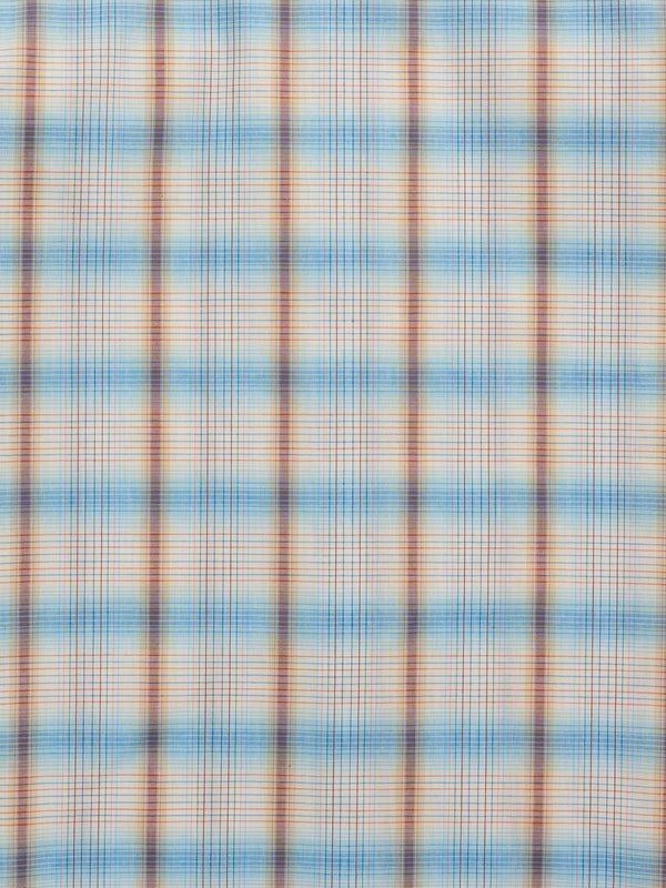 Ely Cattleman Men's Ely Cattleman Short Sleeve Plaid Western Snap Shirt- Light Blue & Rust