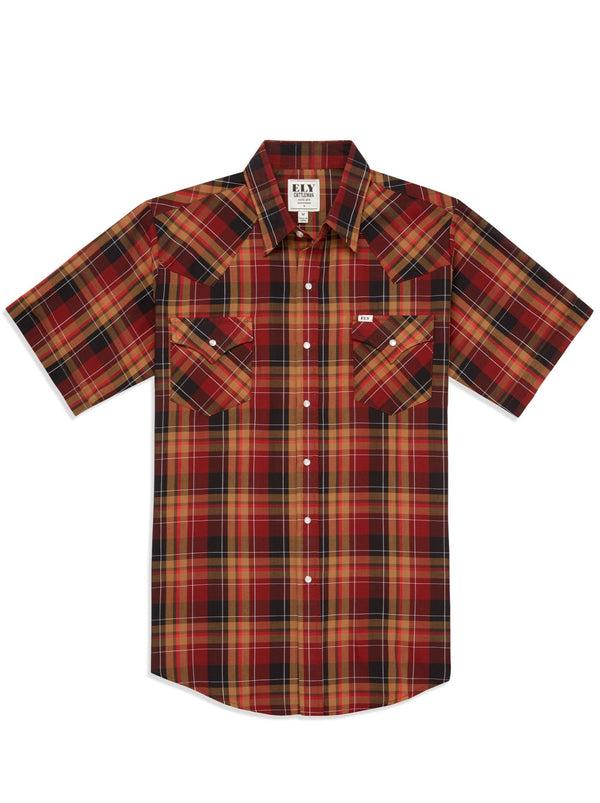 Ely Cattleman Men's Ely Cattleman Short Sleeve Plaid Western Snap Shirt