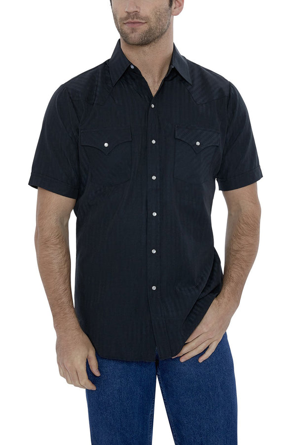 Ely Cattleman Men's Ely Cattleman Short Sleeve Solid Tone On Tone Western Snap Shirt