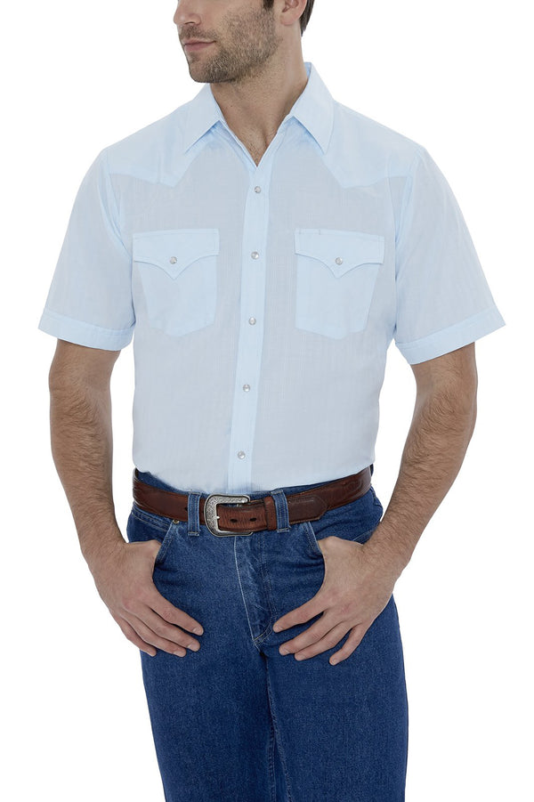 Ely Cattleman Men's Ely Cattleman Short Sleeve Solid Tone On Tone Western Snap Shirt