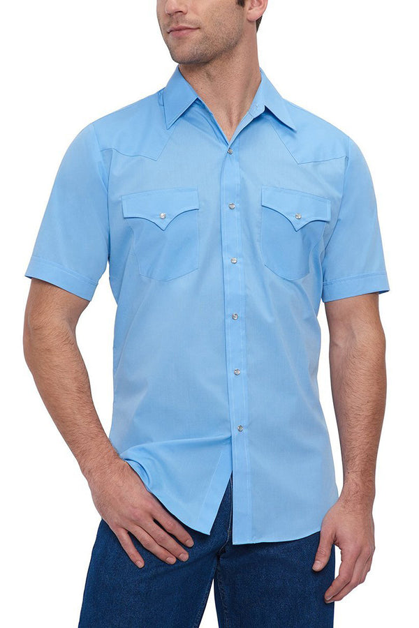 Ely Cattleman Men's Ely Cattleman Short Sleeve Solid Western Snap Shirt
