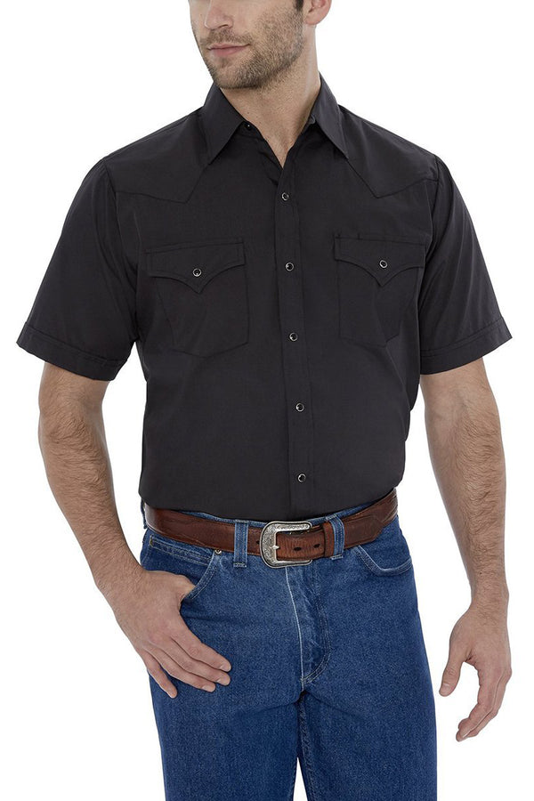 Ely Cattleman Men's Ely Cattleman Short Sleeve Solid Western Snap Shirt