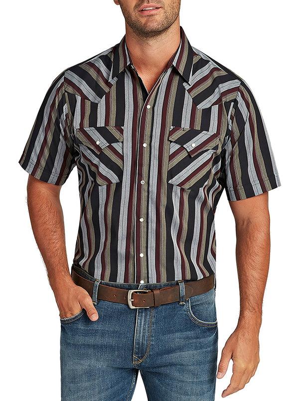ely cattleman Men's Ely Cattleman Short Sleeve Stripe Western Snap Shirt