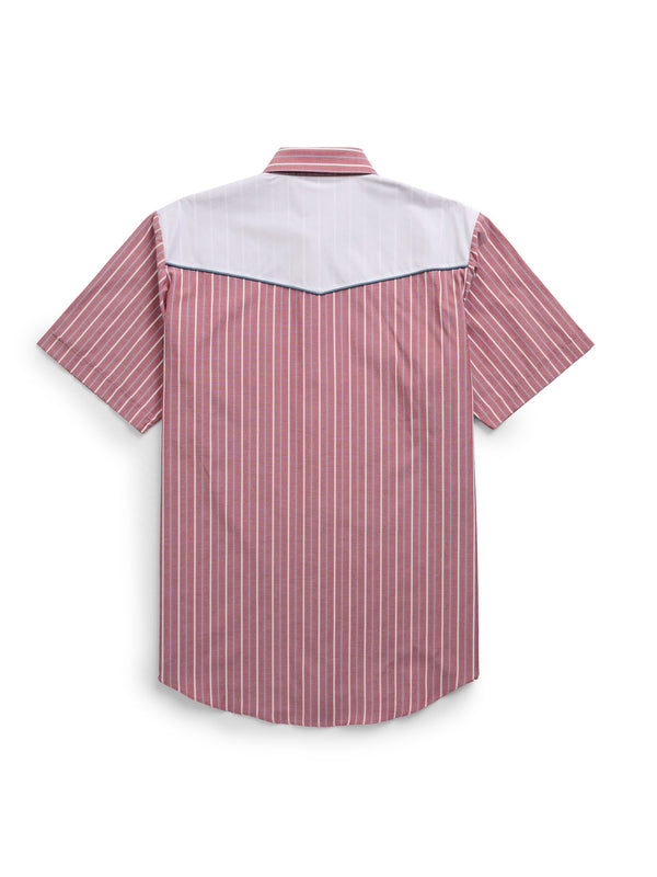 Ely Cattleman Men's Ely Cattleman Short Sleeve Stripe With Flag Embroidery Western Snap Shirt