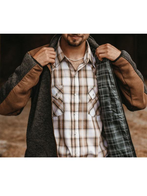 Ely Cattleman Men's Knit Contrast Full Zip Jacket - Charcoal Gray